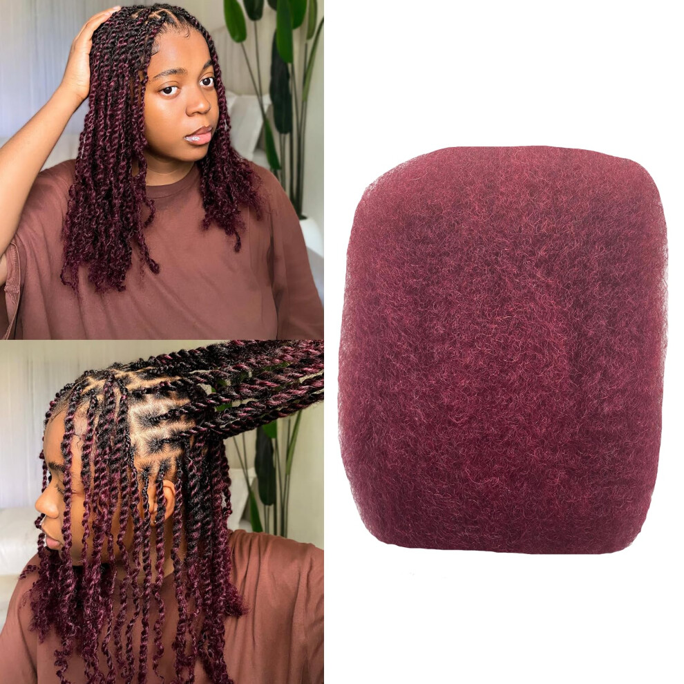 Amzluck Unisex Afro Kinkys Bulk Human Hair For Braiding Afro Kinky-Curly Human Hair Bulk For Mini Twist Hair 16Inchs 50G/Pack Bulk Human Braiding Hair For Micro Loc