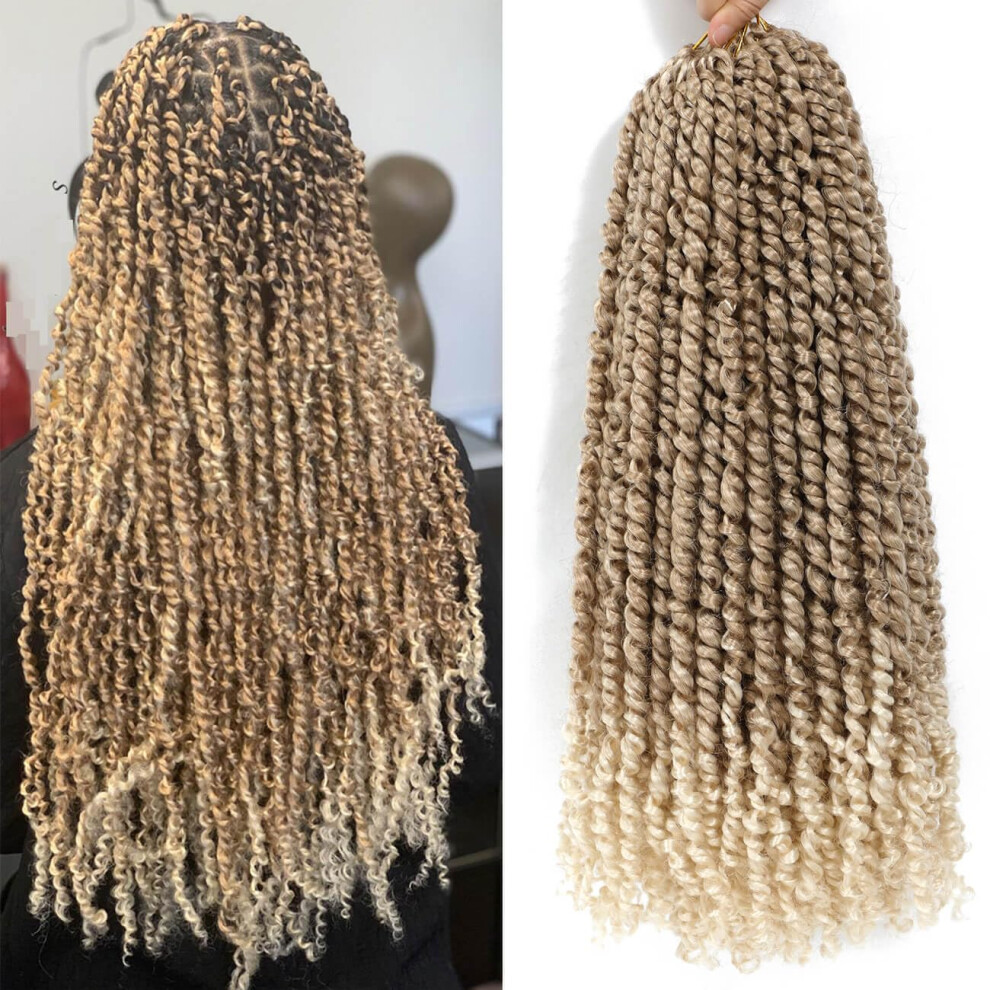 Bestlove Unisex Blonde Pretwisted Passion Twist Crochet Hair Pre-Looped 18 Inch 8 Packs Ombre 27 613 Crochet Passion Twist Hair Pre-Looped Long Goddess Bohemian Pass