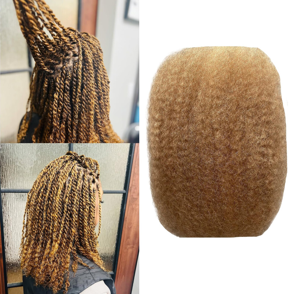 Amzluck Unisex Afro Kinkys Bulk Human Hair For Braiding Afro Kinky-Curly Human Hair Bulk For Mini Twist Hair 12Inchs 50G/Pack Bulk Human Braiding Hair For Micro Loc