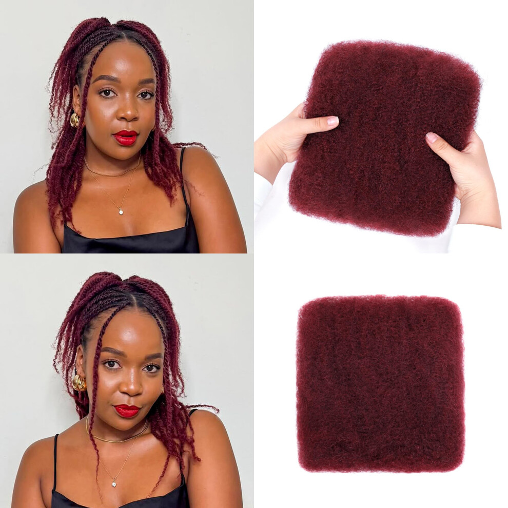 Builson Unisex Afro Kinkys Bulk Human Hair -100% Real Human Hair For Mini Twist Braiding Loc Extensions & Crochet Kinky Curly Hair Bundles Natural Afro Bulk For