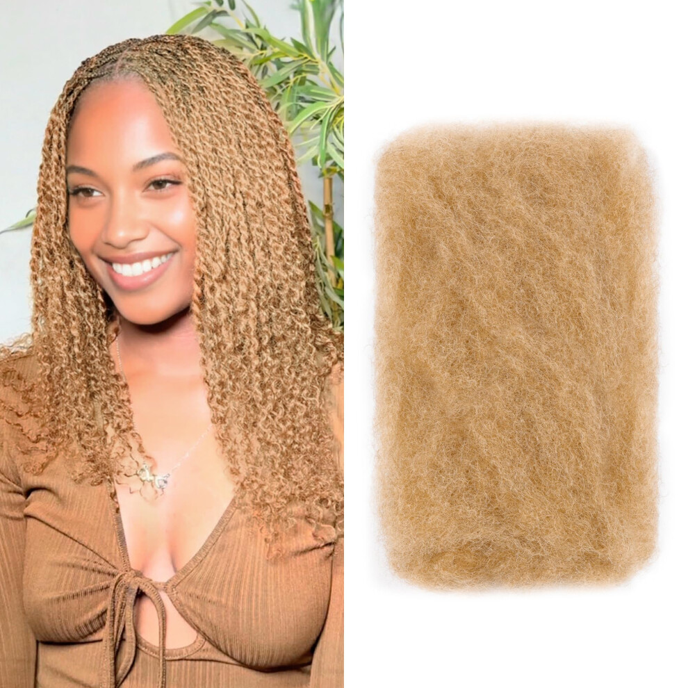 Builson Unisex Afro Kinkys Bulk Human Hair -100% Real Human Hair For Mini Twist Braiding Loc Extensions & Crochet Kinky Curly Hair Bundles Natural Afro Bulk For
