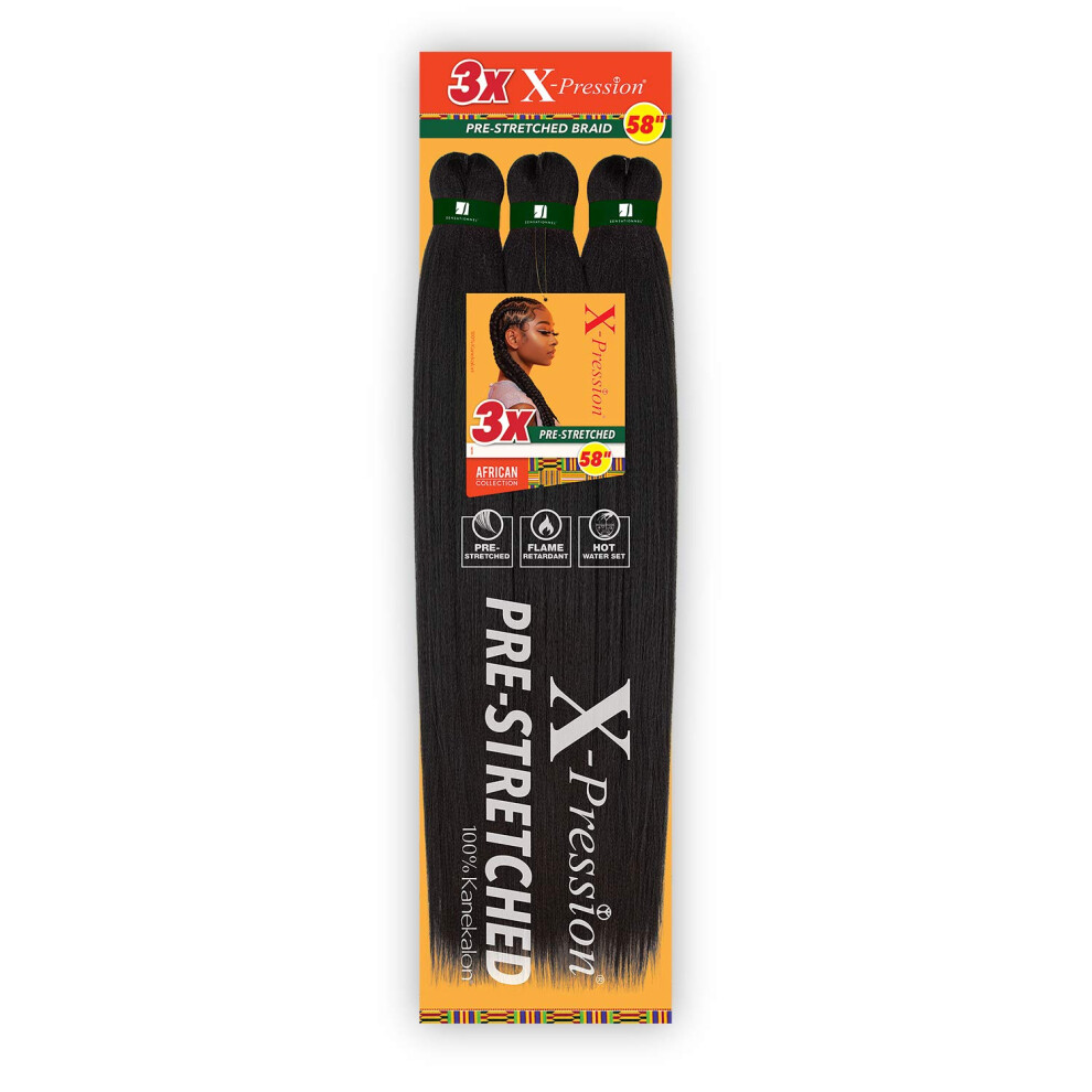 Sensationnel Braids Xpression 3X Pre-Stretched Braid 58"""" (5-Pack 613)