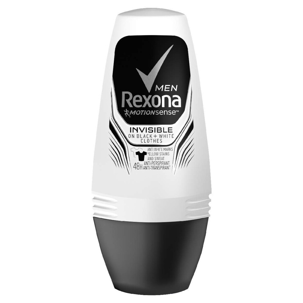 Rexona Men's Black/White Motionsense Invisible + 48H Anti-Perspirant Roll On 50 Ml