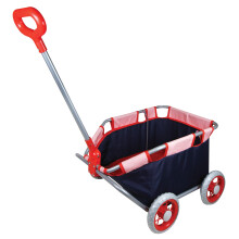 Lissi: Doll Pull Cart - Navy & Red - Foldable, Easy Push/Pull, Long Handle, Play-Transport-Hold-Store Dolls, Stuffed Animals & Plushies, Kids Ages 2+