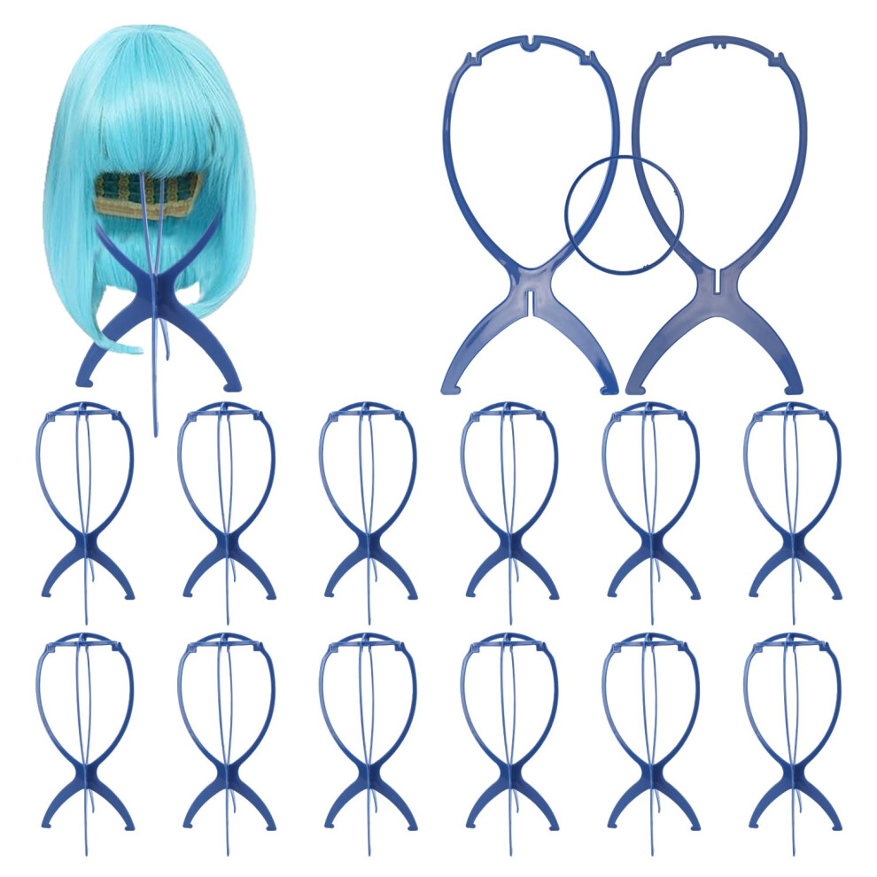 Kuklipjim Unisex 40 Pack 14 Inches Wig Stand Durable Wig Holder For Multiple Wigs Lightweight Collapsible Short Wig Stand For Easy Storage & Transport M