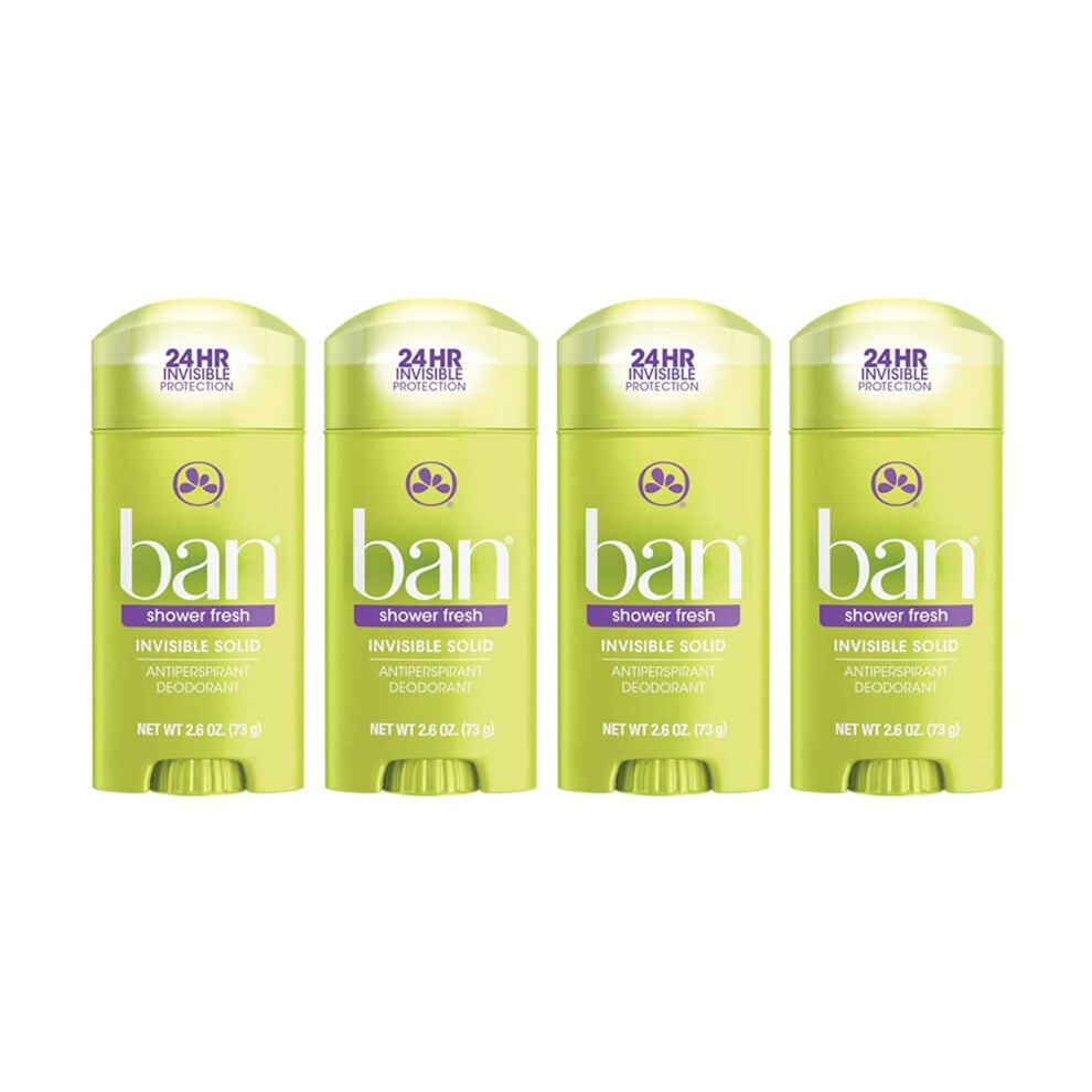 Ban Deodorant, Invisible Solid, Shower Fresh, 75 Ml (Pack Of 4)
