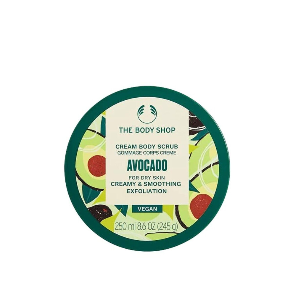 The Body Shop Avocado Body Scrub Rich Body Exfoliator Soften & Smooth Dry Skin Vegan 250 Ml
