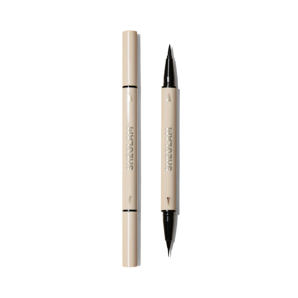 Sheglam Black Multi-Tasker Line & Detail Eyeliner Pen- 2 In 1 Waterproof Double Head Liquid Eyeliner Pencil