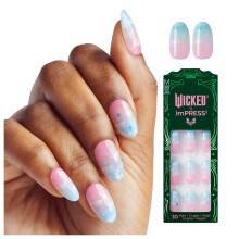 WICKED X IPRESS Design Paina kynsill HELPPOIN NO GLUE Mani Super Hold -liima, joka on tarkoitettu vaaleanpunaiseen/taivaansiniseen keskisoikeaan, si