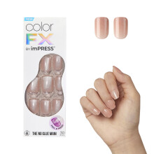 KISS imPRESS Geen lijm Mani Press op nagels Kleur FX 'Starstruck' Beige Kort formaat Squoval-vorm Inclusief 30 nagels Prep Pad Gebruiksaanwijzing 1 m