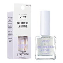 Le durcisseur et le top coat Kiss New York infuss de biotine renforcent les ongles et protgent les ongles pour viter de les casser et de les f