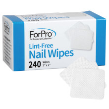 ForPro Professionele Collectie Lintvrije Nageldoekjes, 2" x 2", Niet-geweven Nageldoekjes voor Nagellakverwijdering, Wit, 240-Stuks