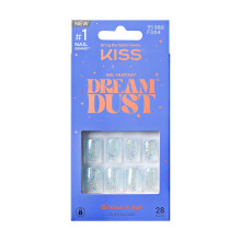 KISS Gel Fantasy Dreamdust Press-On Nails Colle ongles incluse Champagnes Bleu clair Taille courte Forme Squoval Comprend 28 ongles 2G Coll