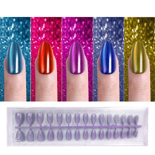 Cat Eye Press on Nails Jsiallye 300 stks Gekleurde Korte Amandel Press on Nails voor Vrouwen Zachte Gel Nepnagels Glanzend Glitter Cat Eye Nageltips