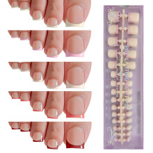 Unhas de Pé Postiças Curtas, OPkssnails 150pcs Tons de Pele French Tip Unhas de Pé para Mulheres, Gel Macio Pré-Desenhado