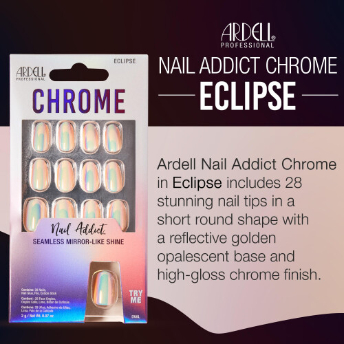 Ardell Ardell Nail Addict Chrome Eclipse Press On Nails Short Round Shape Nail Kit 1-Pack 2