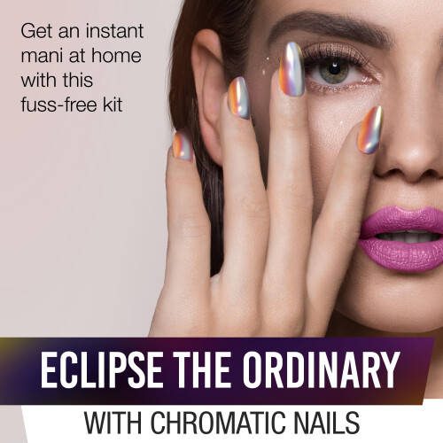 Ardell Ardell Nail Addict Chrome Eclipse Press On Nails Short Round Shape Nail Kit 1-Pack 1