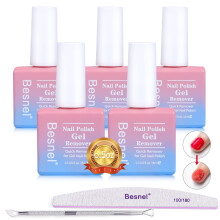 Gel nagellakremover 5-pack Professionele gellakremover Niet-irriterend Snel Gemakkelijk nagellak Gelremover Gereedschap Kit Nagelvijl Cuticle Pus