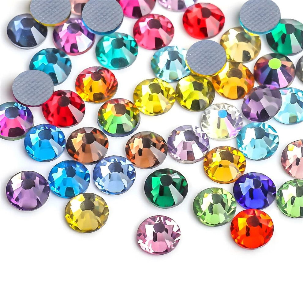 Kzkcy Hotfix Rhinestones Flatback Glass Rhinestone 6000Pcs Ss6 1.9-2.0Mm Round Gems For Nails Art Glitter Crystals Stone Diy Bags Clothes Shoes (Mixed Colo