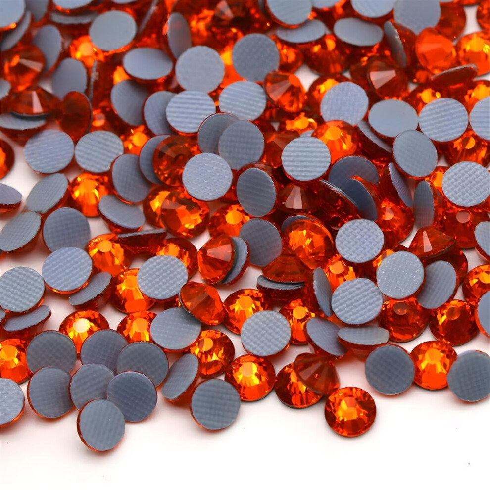 Kzkcy Orange Hotfix Rhinestones Flatback Glass Rhinestone 1440Pcs Ss16 3.7-3.9Mm Round Gems For Nails Art Glitter Crystals Stone Diy Bags Clothes Shoes ( Re