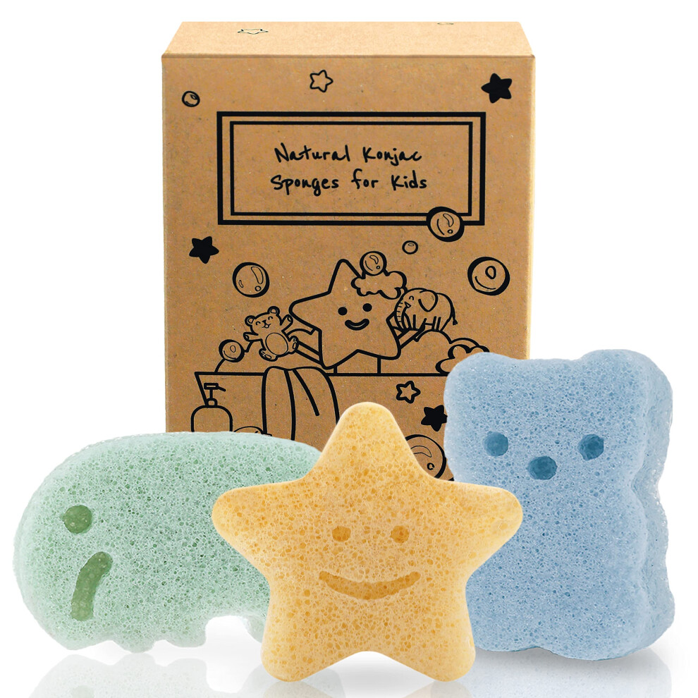 Myhomebody Konjac Baby Sponge For Bathing, Cute Shapes Natural Kids Bath Sponges For Infants, Toddler Bath Time, Natural And Safe Plant-Based Konjac Baby Bath