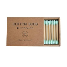 200 pezzi di bastoncini di cotone premium bastoncini di cotone naturale biodegradabili organici con doppie punte per la rimozione del cerume (200