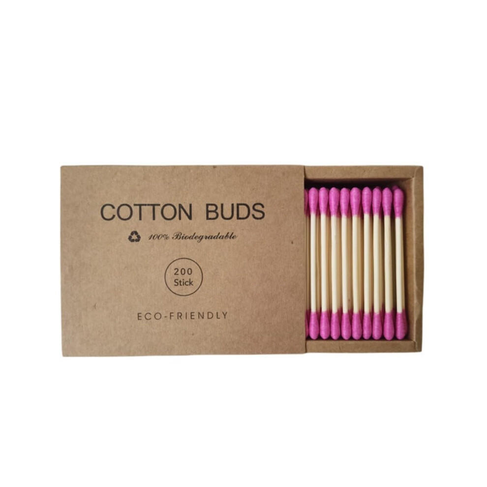 Fanpoi Pink Premium Cotton Swabs Natural Cotton Buds Biodegradable Organic Double Tips For Ear Wax Removal (200Pcs Hot )