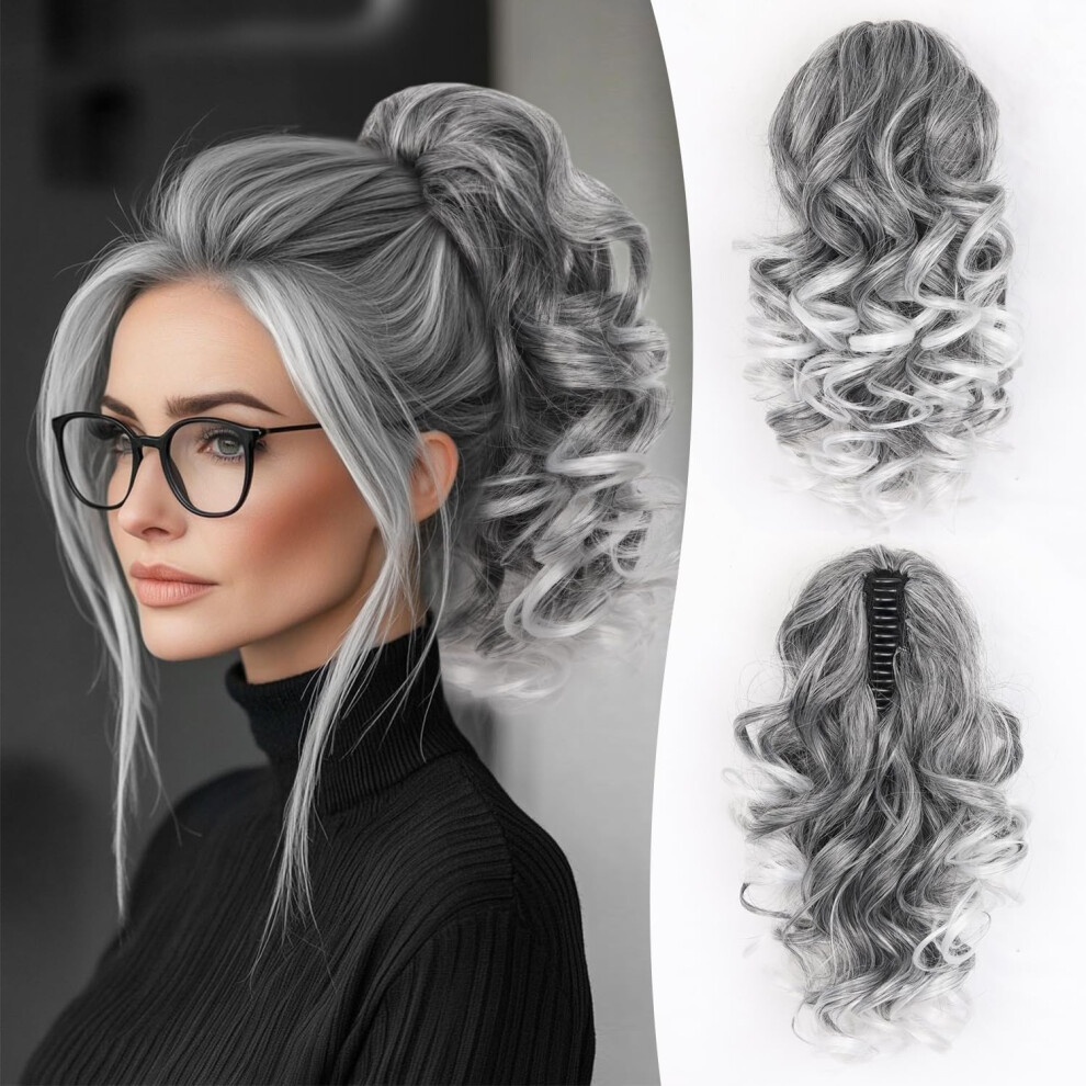 Zqian Beauty Claw Clip Ponytail Extension - 12 Inch Curly Ponytail Extension Wavy Pony Tails Hair Extensions Synthetic Hair Extensions Ponytail Clip On Ponytai