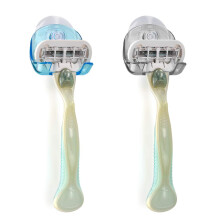 2x supporto a ventosa in plastica per rasoio - nero/azzurro/trasparente