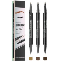Pinkiou Microblading ?jenbrynspen ?jenbrynspennes?t 3-pak 2-i-1 vandt?t ?jenbrynsblyant med dobbelte ende med 2-gaffelspidser og pr?cisionsb?rste