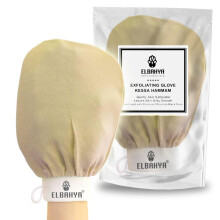 Elbahya Körperpeeling-Handschuh Kessa Hammam - Entferner für abgestorbene Haut & Keratosis Pilaris, 100% Viskosefaser (Gold Pack 1)