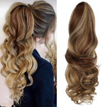 Felendy Ponytail Prodluovac drp 18"""" Svetle hned Mix Tmave Blond kudrnat Vlnit prcesek One Piece A Celist Dlouh pony ocasy pro eny
