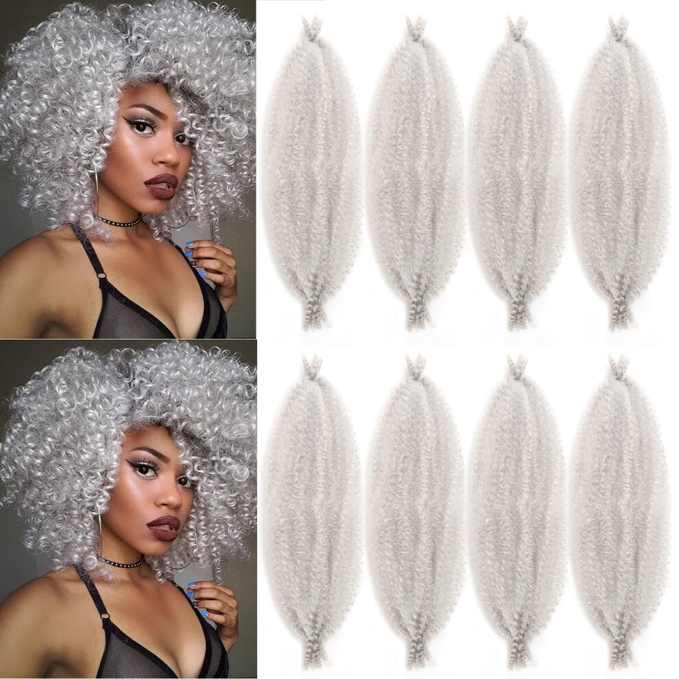 Parceria 12 Inch Springy Afro Twist Hair 8 Packs Marley Twist Braiding Hair Pre-Fluffed Spring Twist Hair Kinky Hair Afro Twist Hair Marley Hair For Faux Locs