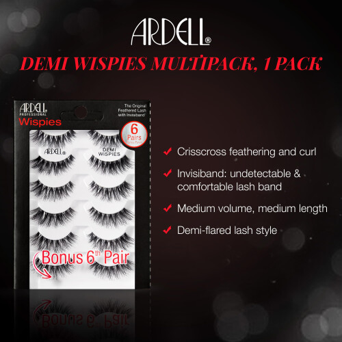 Ardell Ardell False Eyelashes Demi Wispies 4 Pairs Multipack Natural-Looking Wispy Effect Whisper-Soft Flutter Feathering Medium Volume Medium Length 2
