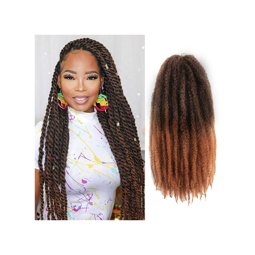Toyotress Unisex Brown Marley Twist Braiding Hair - 24 Inch 6 Packs Long Marley Hair For Faux Locs Ombre Marley Twist Crochet Hair Afro Kinky Curly Marley