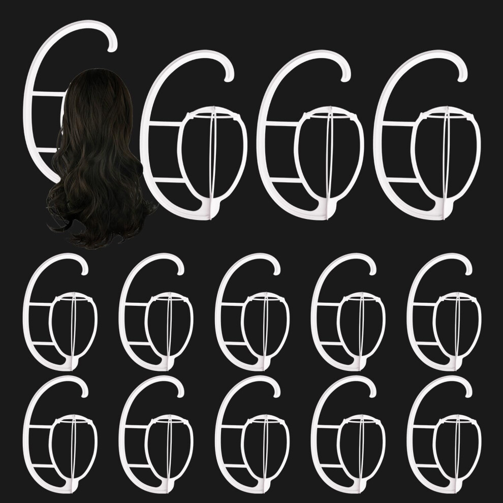 Kuklipjim Unisex White 14 Pack 15.4 Inch Wig Hanger Hanging Wig Hanger For Multiple Wigs Wig Holder Rack For Displaying Drying & Organizing(White)