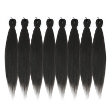 DIFUNEE Cabello trenzado preestirado 24 pulgadas, 8 paquetes de cabello trenzado largo marrn claro para trenzas torcidas o en caja, textura Ya