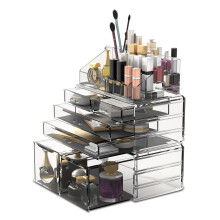 READAEER organizr na make-up 3 kusy kosmetick lon pouzdro se 6 zsuvkami (pruhledn)