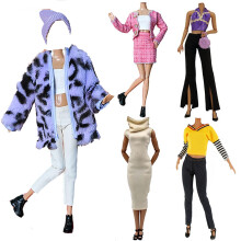Lance Hjem Dukket?j 5 S?t Modet?j Efter?rskjoler For?rst?j Sweater Bukser Sko Sokker Taske til 29cm Dukker Tilbeh?r Babygaver (A)