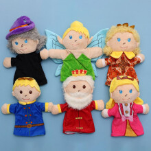 6-delige kasteelhandpoppen Sprookjes Koningin & Koning Prinses & Prins Elf & Heks Knuffels Rollenspel Speelgoedpoppen voor kinderen Verhalen vertelle