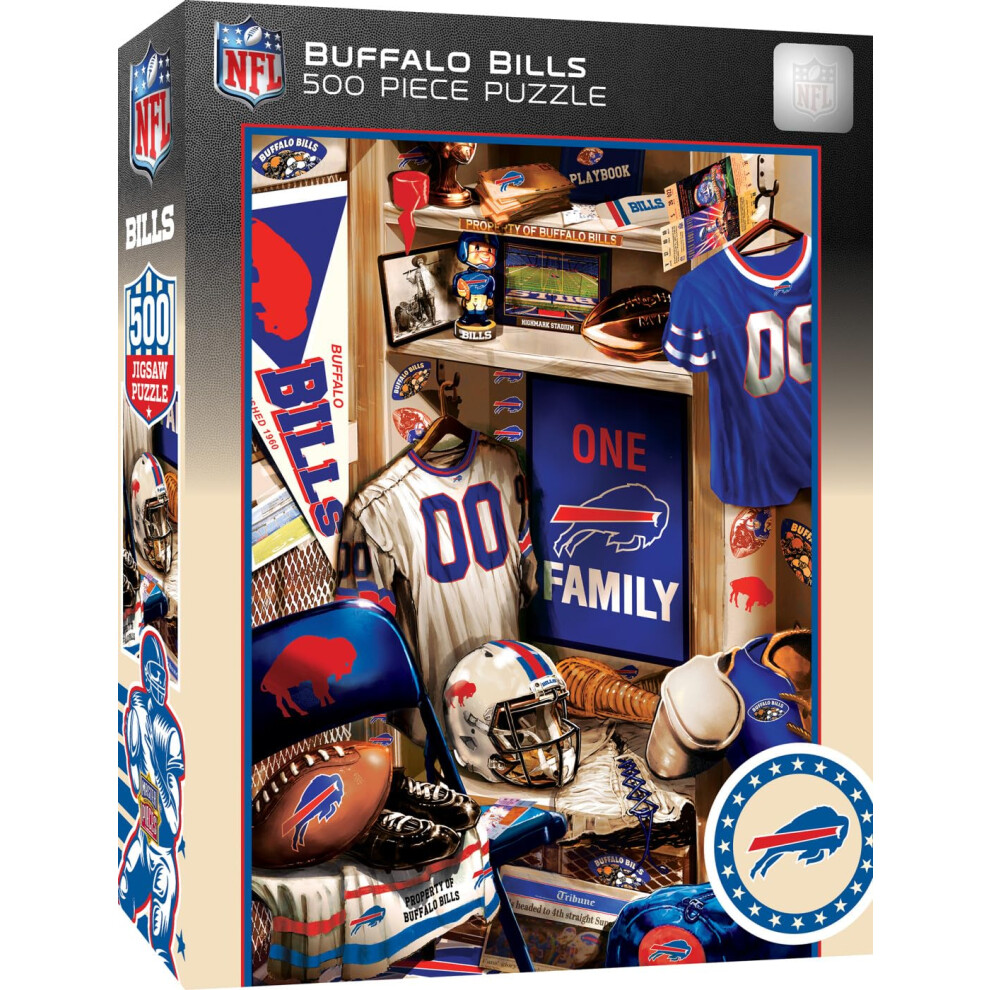 500Dln Puzzle Masterpieces Game Day Pro Dospel Nfl Buffalo Bills Locker Room 15""""X21""""-image