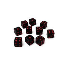 Hobby Monsters 10 stykker 16 mm spilterninger (sort med r?de kerner)