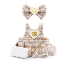 Ropa para muecas de 17 cm, estilo elegante y lujoso, juego de 3 piezas que incluye vestido con lazo y bolso, conjunto de moda de alta gama con a