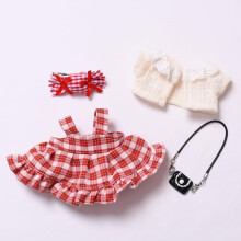 LYBHYQTII Clothes for 17cm Dolls, 4 Piece Set Includes a Bow, White Coat, Dress and Bag - Stylish Adorable Dolls Clothes Accessories - Ideal for Colle