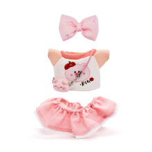 LYBHYQTII Ropa para muecas de 17 cm, estilo lindo rosa, juego de 4 piezas que incluye una falda con lazo y una bolsa para lechones, conjunto de