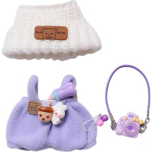Suunnittelijan vaatteet 15 cm/17 cm:lle Dolls Nukkeneuleasusteet Purppura villapaita Haalari violetti kamera ja Pipo DDK-Purple