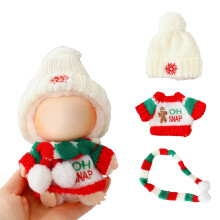 Jouluhattu Vaatteet nukeille Asusteet Tyyliks Kawaii Juhla jouluvillaneulehuivi asustosetti 3 kpl Sopii 15cm 17cm Nukke Xmas Nukkevaatesarjan vaihto