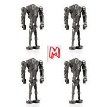 LEGO Star Wars The Clone Wars Minifiguur - Super Battle Droid (Pearl Dark Grey) 4-pack met Minifigurenland-tegel