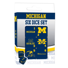 Masterpieces Game Day  NCAA Michigan Wolverines  6-czesciowy zestaw kosci z logo zespolu  standardowy rozmiar K6