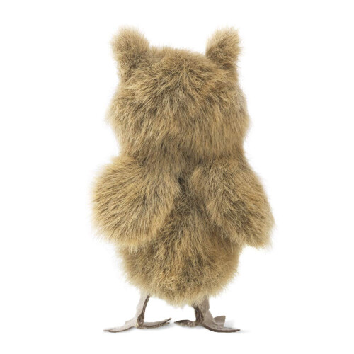 Folkmanis Mini Great Horned Owl Finger Puppet, Brown, White, Black 1